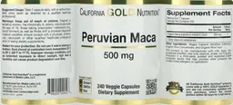 Label for Peruvian Maca 500 mg
