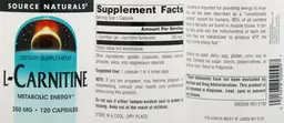 Label for L-Carnitine 250 mg