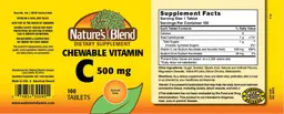 Label for Chewable Vitamin C 500 mg