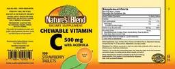 Label for Vitamin C Chewable 500 mg with Acerola