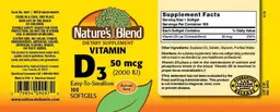Label for Vitamin D3 50 mcg (2000 IU) Easy-To-Swallow