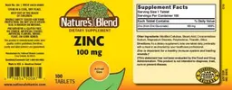Label for Zinc 100 mg