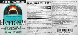 Label for L-Tryptophan 500 mg