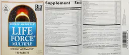 Label for Life Force Multiple No Iron