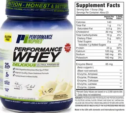 Label for Performance Whey Gourmet Natural Vanilla Bean Flavor