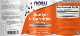 Label for Acetyl-L-Carnitine 500 mg
