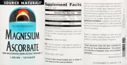 Label for Magnesium Ascorbate 1000 mg
