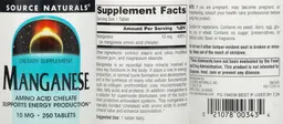 Label for Manganese 10 mg