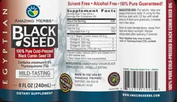Label for Egyptian Black Seed 100% Pure Cold-Pressed Black Cumin Seed Oil
