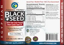 Label for Egyptian Black Seed 100% Pure Cold-Pressed Black Cumin Seed Oil