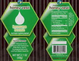 Label for HoneyZest Immune Boost