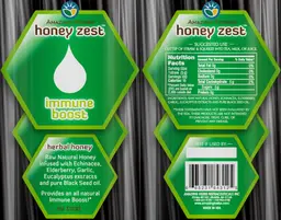 Label for HoneyZest Immune Boost
