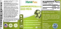 Label for Chromium Picolinate 1000 mcg