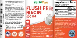 Label for Flush Free Niacin 500 mg