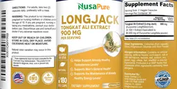 Label for Longjack Tongkat Ali Extract 900 mg