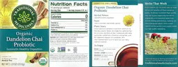 Label for Organic Dandelion Chai Probiotic