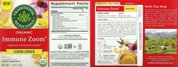 Label for Organic Immune Zoom Lemon Ginger