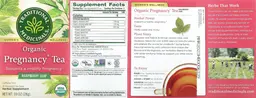 Label for Organic Pregnancy Tea Raspberry Leaf