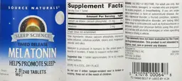 Label for Melatonin 2.0 mg
