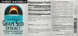 Label for Grape Seed Extract 100 mg