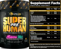 Label for SuperHuman Pre Miami Vice Pina Colada Strawberry Daiquiri