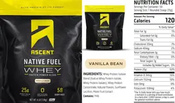 Label for Native Fuel Whey Protein Vanilla Bean