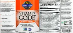 Label for Raw Vitamin C