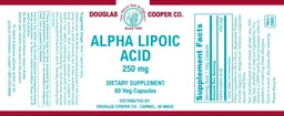 Label for Alpha Lipoic Acid 250 mg