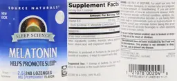 Label for Melatonin 2.5 mg Peppermint Flavor