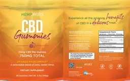 Label for CBD Gummies Orange Passionfruit 750 mg