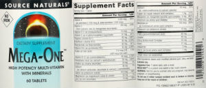 Label for Mega-One No Iron