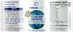 Label for 65 Billion Probiotic