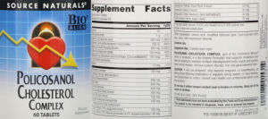 Label for Policosanol Cholesterol Complex
