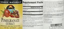 Label for Pomegranate Extract 500 mg