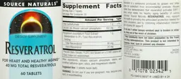 Label for Resveratrol 40 mg
