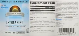 Label for L-Theanine 200 mg