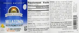 Label for Melatonin 1.0 mg Orange Flavor