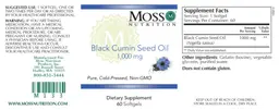 Label for Black Cumin Seed Oil Organic 1,000 mg