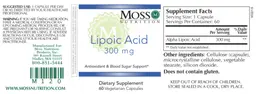 Label for Lipoic Acid 300 mg