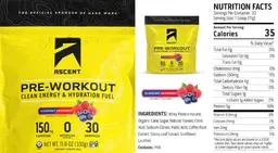 Label for Pre-Workout Blueberry Raspberry