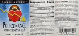 Label for Policosanol with Coenzyme Q10 10 mg