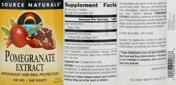 Label for Pomegranate Extract 500 mg
