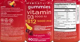 Label for Vitamin D3 + B12 Gummies Fruit Punch Flavor