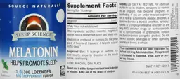 Label for Melatonin 1.0 mg Peppermint Flavor