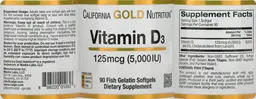 Label for Vitamin D3 125 mcg (5,000 IU)