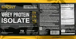Label for Whey Protein Isolate Unflavored