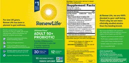 Label for Ultimate Flora Adult 50+ Probiotic