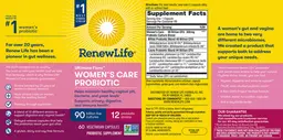 Label for Ultimate Flora Women's Care Probiotic 90 Billion