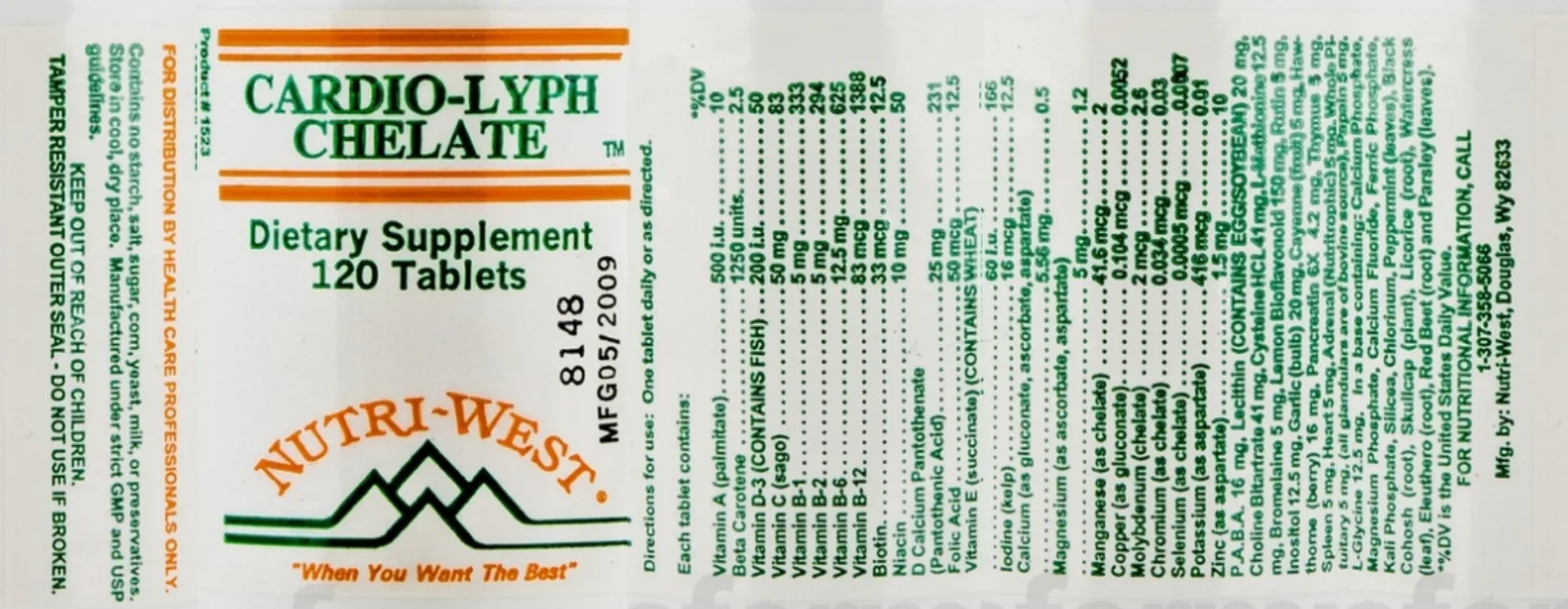 Label for Cardio-Lyph Chelate