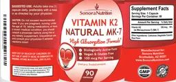 Label for Vitamin K2 Natural MK-7 100 mcg
